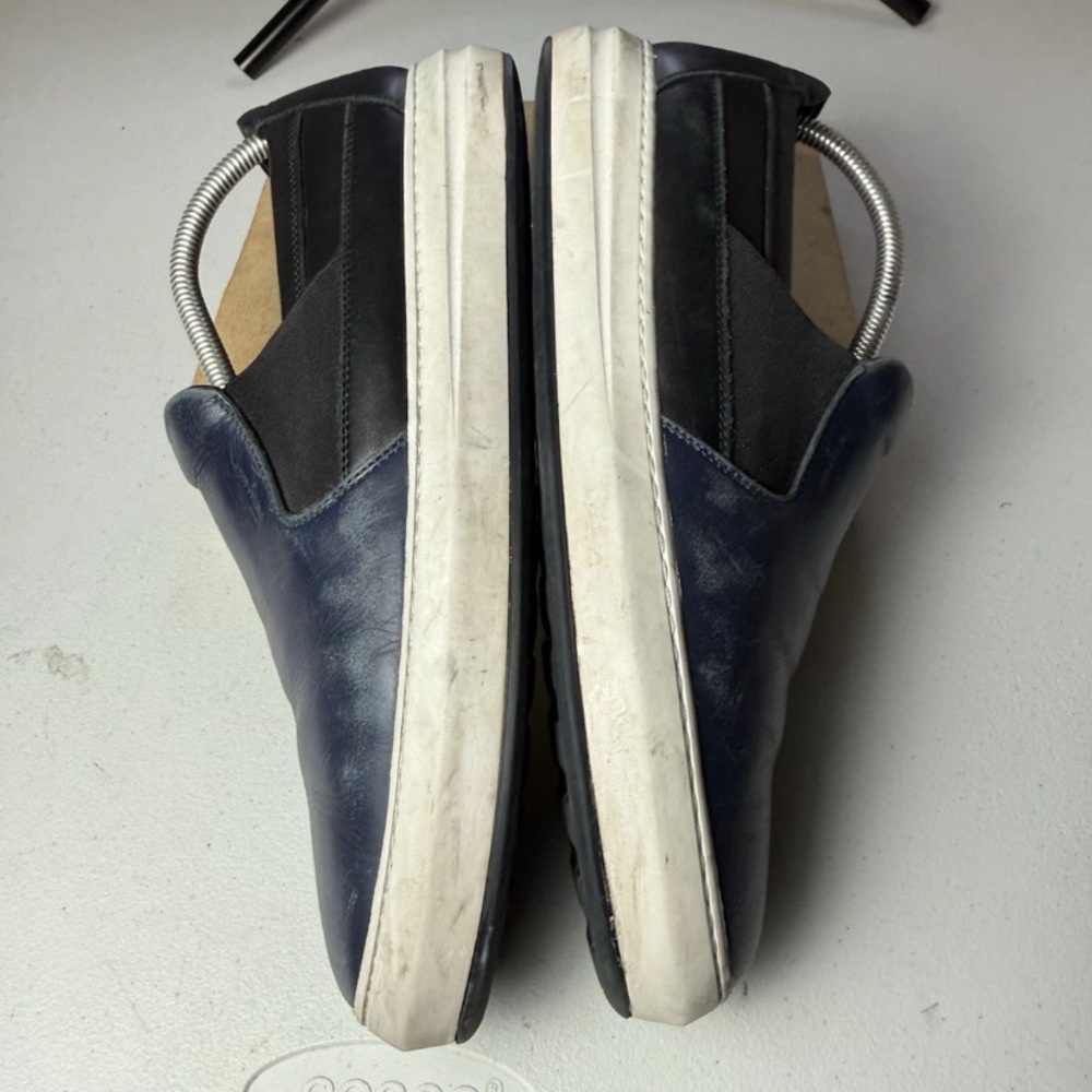 Salvatore Ferragamo Men Sz 8.5 EE Loafers navy leather uppers slip-on sneakers - Picture 4 of 13